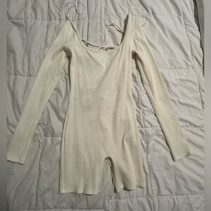 White Lace Back Ribbed Romper